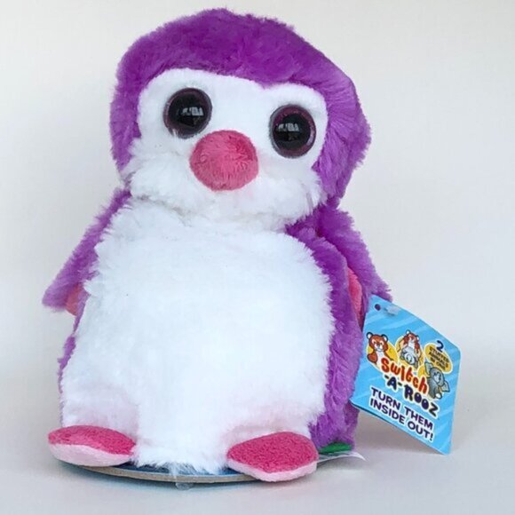 🔥3 For $20 🔥New w/Tag Penguin Reversible Plush Purple/Blue Switch-A-Rooz 8" - Picture 4 of 15